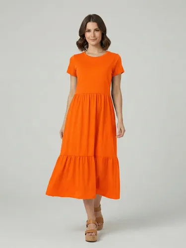 Vestido Midi Três Marias de Algodão Laranja