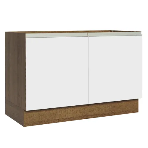 Balcão Gabinete de Pia 120 x 60 cm 2 Portas (Sem Tampo) Rustic/Branco Glamy Madesa