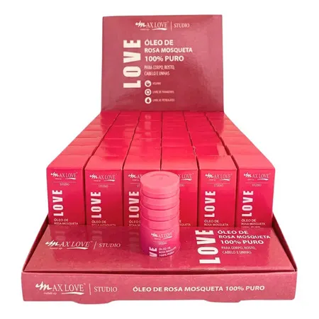 Box C/ 48un Óleo de Rosa Mosqueta 100% Puro 10ml - Max Love