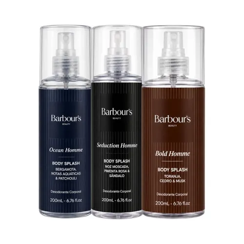 Kit Body Splash Barbours Masculino - 3 Unidades de 200ml