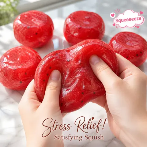 Brinquedo de Apertar Artesanal de Melancia Slushy, Macio, de Recuperação Lenta, para Alívio do Estresse e TDAH, Modelo de Fruta Realista, Presente para Adultos