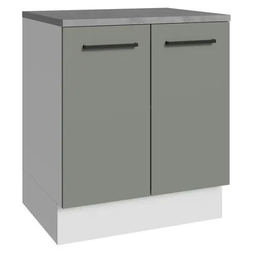 Balcão de Cozinha Madesa Agata 70 x 60 cm 2 Portas (Com Tampo) Branco/Cinza