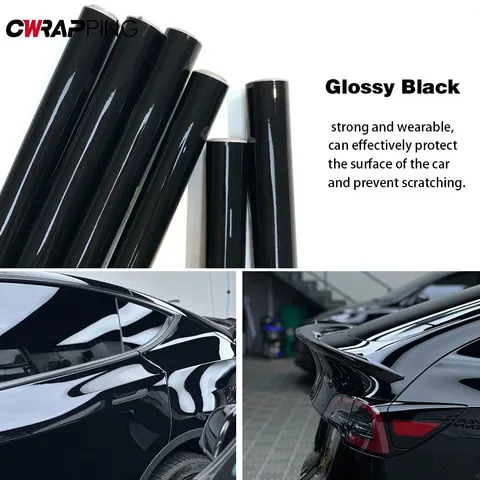 Filme Vinílico Preto Brilhante para Carro, Adesivos Autoadesivos para Motocicletas e Bicicletas, Filme que Muda de Cor, Acessórios para Carro