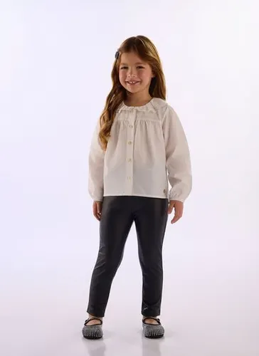 Camisa Infantil Menina em Tricoline Off White