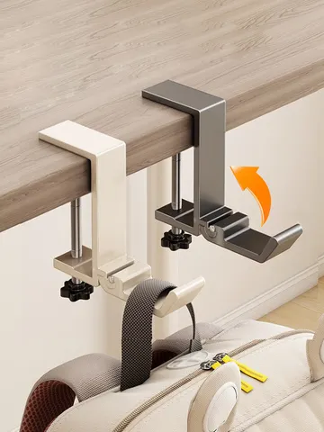 1/2 Unidades Gancho Ajustável e Dobrável para Borda de Mesa, Suporte de Headset sem Furos, Organizador de Mochila, Suporte Lateral de Mesa para Headset Gamer