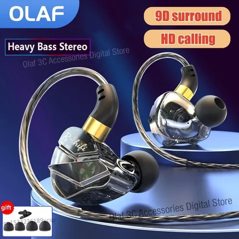 Fones de ouvido com fio OLAF, conector de 3,5 mm, plugue tipo C, fones de ouvido intra-auriculares com graves HIFI, headset gamer, fones de ouvido com microfone para Xiaomi, Huawei, Samsung.
