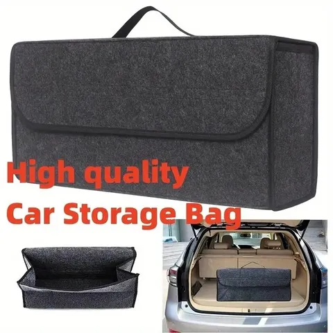Organizador macio para porta-malas de carro, caixa de armazenamento em feltro, acessórios, compartimento grande antiderrapante, organizador para porta-malas, bolsa de armazenamento para ferramentas e objetos no carro.