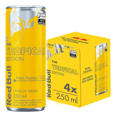 Red Bull Energético, Tropical, 250ml, 4 latas