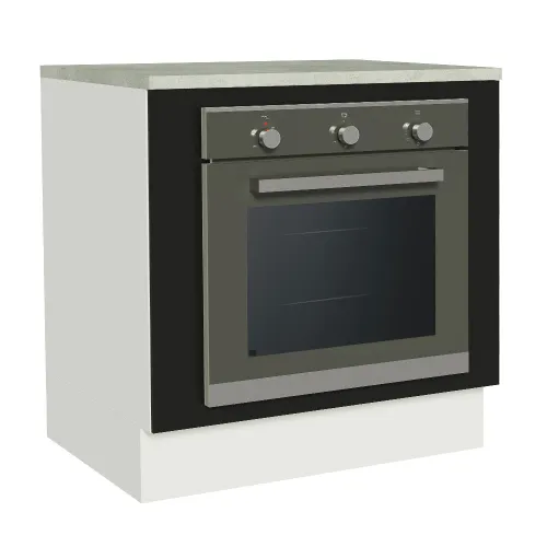 Balcão para Forno de Embutir 80 x 60 cm com Tampo Branco/Preto Agata, Glamy Madesa