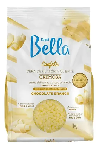 Cera Depilatória Confete Chocolate Branco Depil Bella 1kg