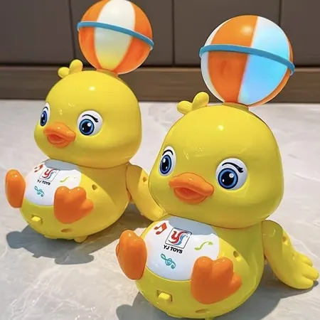Brinquedo Pato Patinho Dançante Musical Dança, Anda, Mexe, com Luz e Som Stunt Swing Duck Rotating  Ball Duck Electric