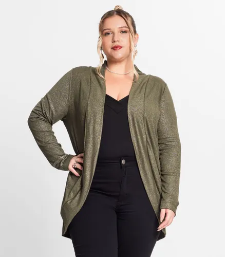 Cardigan Plus Size em Ribana Canelada Secret Glam - Moda Feminina e Masculina, Itens para Casa e Mais l Rovitex