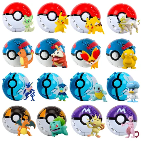 Figurinha Pokémon Pokeball, Bola do Elfo, Figura de Anime, Desenhos Animados, Pikachu, Charizard, Monstro de Bolso, Brinquedo de Ação de Anime, Presentes
