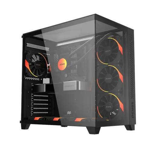 Gabinete Gamer PCYES Forcefield Max Black Vulcan Vidro Temperado