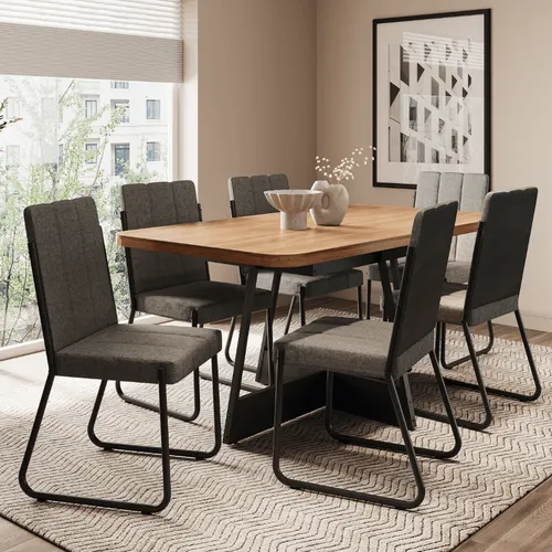 Conjunto Sala de Jantar 6 Cadeiras Vivera Carraro Preto
