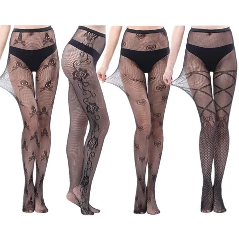 4 pares/lote de meias-calças sensuais para mulher, lingerie erótica, meias-calças de tamanho grande, meias-calças plus size para mulher.