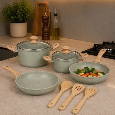 Kit 4 Panelas e 3 Utensílios Cozinha - Cinza