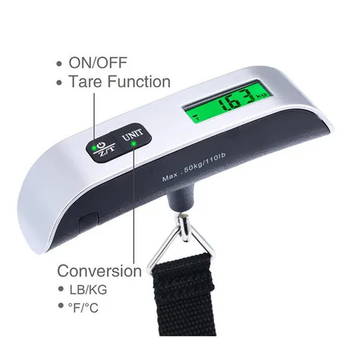 Balança portátil digital com display lcd, 10g-50kg, bagagem eletrônica, mala suspensa, bolsa de bagagem, ferramentas de equilíbrio de peso