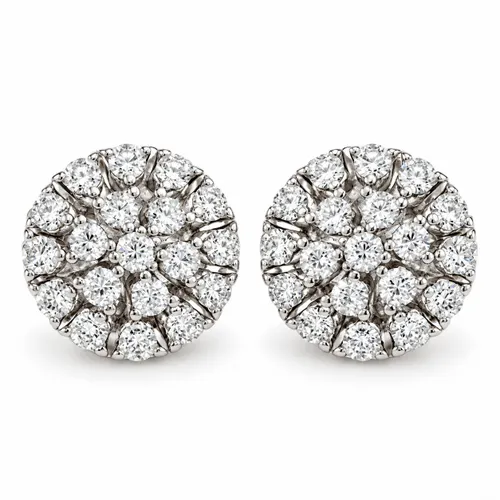 Brinco Prata 5 mm Flor Cravejada com Zircônias