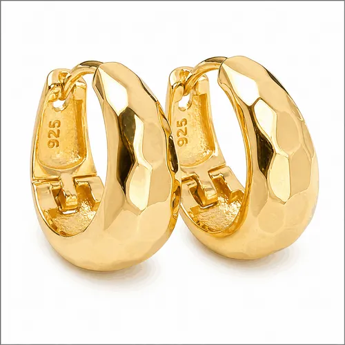 Argola Facetada 1,5 cm Prata Banhada a Ouro
