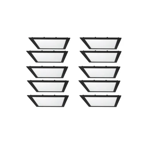 Kit 10 Plafons LED Embutir Quadrado 18W Preto 22,5cm