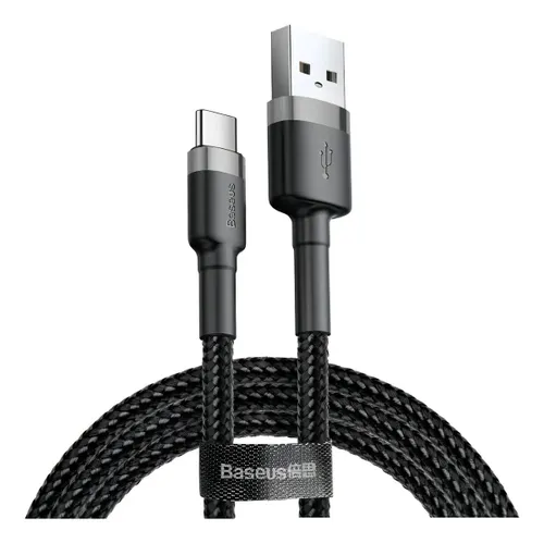 Cabo Rápido Usb para Tipo- C Baseus Cafule Nylon 3a 1 Metro Cor Preto