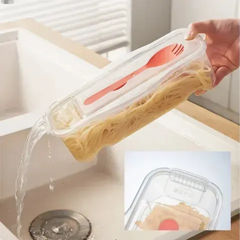 Caixa de cozimento de macarrão de microondas com filtro resistente ao calor caixa de macarrão com colher de salada vapor panelas de espaguete acessórios de cozinha