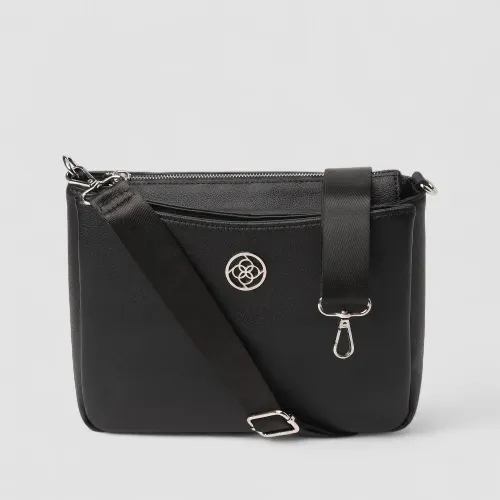 Bolsa Tiracolo Média Penélope Detalhe Divisórias Preto