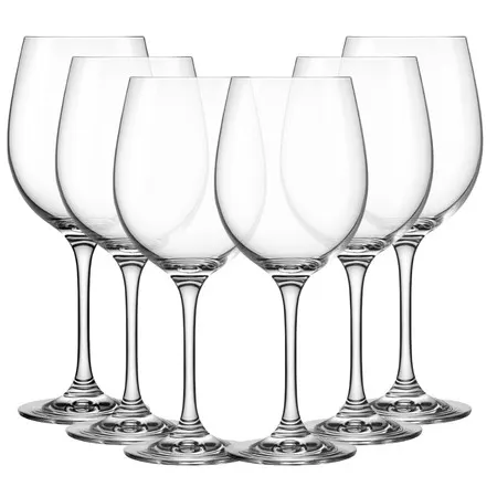 Jogo 6 Taças de Vidro Resistente Premium Luxo para Vinho e Água 465ml - Design Moderno Drink Coquetel