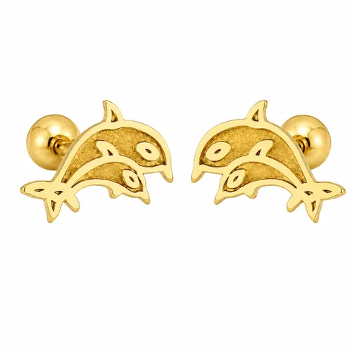 Brinco Golfinho 6 mm em Ouro 18K