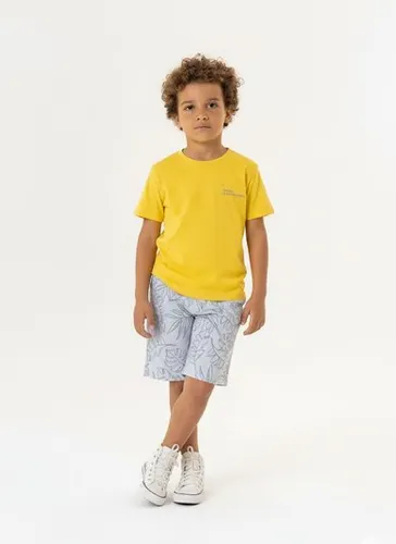 Conjunto Infantil para Menino com Camiseta e Bermuda (Amarelo) Guloseima