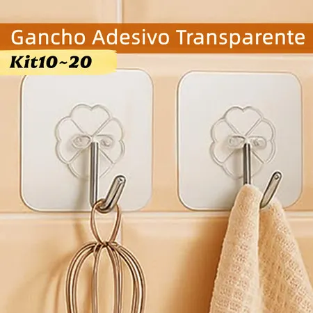 Gancho Adesivo para Parede Transparente Cozinha sem Costura Gancho Adesivos Banheiro Organizado Pegajoso Ganchos