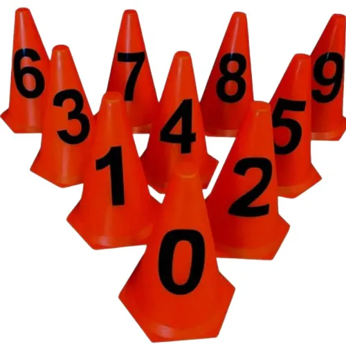 Kit 10 Cones Treinamento 24cm Numerados 0 a 9 - Vermelho