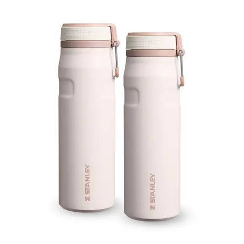 Kit 2 Garrafas Térmicas Twist Flip Stanley 1913 Rose Quartz 710ML