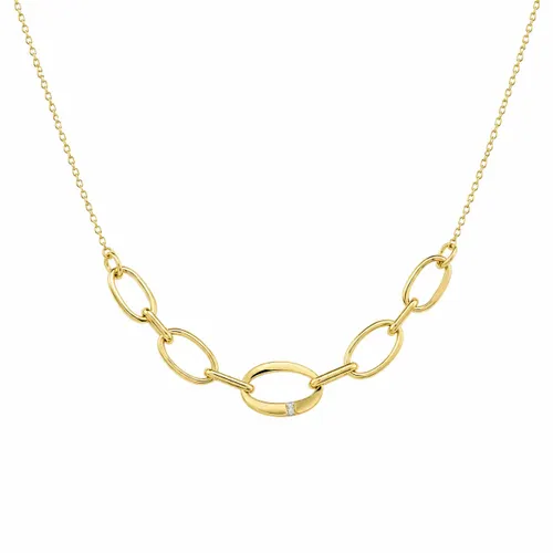 Colar Elos com 2 Diamantes de 0,5 Ponto 45 cm em Ouro 18K