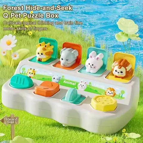 Brinquedos de Animais Pop-up Montessori e Caixas de Aprendizagem - Melhora a Lógica e Habilidades Motoras, para Presentes de Aniversário de Crianças