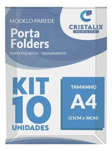 10 Display A4 Expositor Porta Folha Quadro Aviso Parede Petg
