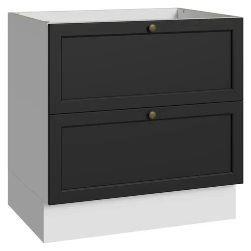 Balcão de Cozinha 80 cm 2 Gavetas (Sem Tampo) Branco/Preto Vik Madesa