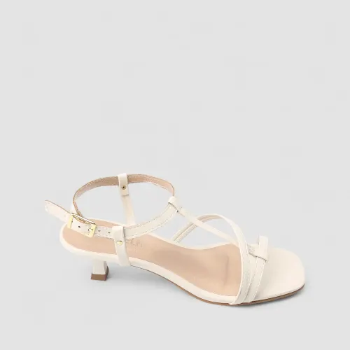 Sandália Feminina Gabriela Salto Taça Multitiras Off White