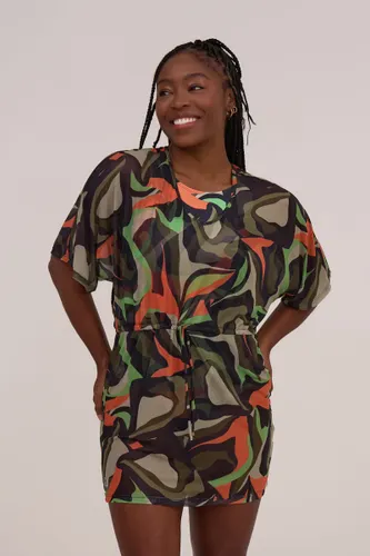 Vestido Curto Saída de Praia Estampa Selva