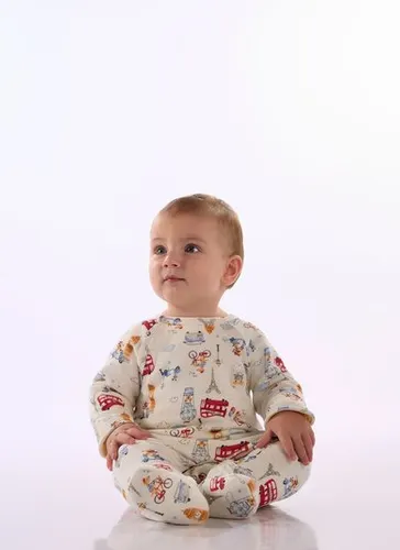 Macacão Bebê Unissex em Suedine Estampado com Pezinho Multicolor