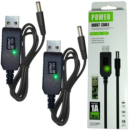 Kit 2 Cabos Conversor de Tensão Usb 5v para 12v Boost Up /26