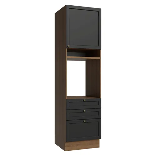 Torre Quente 60 x 60 cm 1 Porta 3 Gavetas Rustic/Preto Vik Madesa