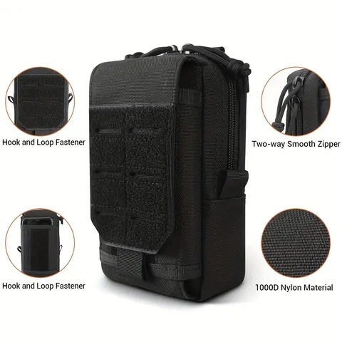 Bolsa Tática Molle para Cintura, Bolsa de Ferramentas EDC Masculina para Uso Externo, Organizador de Gadgets, Bolsa para Colete, Bolsa para Celular