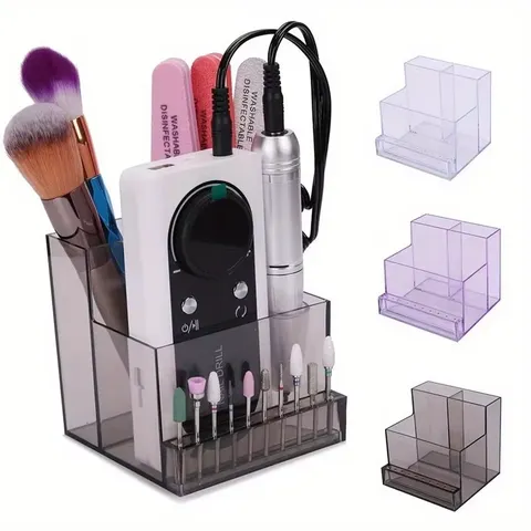 1PC Suporte para Brocas de Unha, Caixa Expositora Transparente para Unhas, Organizador de Maquiagem, Ferramentas de Manicure, Expositor de Unhas em Acrílico