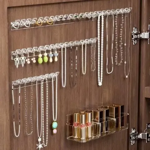 3 unidades de suporte de parede para joias, com 8 ganchos por suporte (total de 24 ganchos), organizador para guardar e exibir colares, pulseiras e brincos.