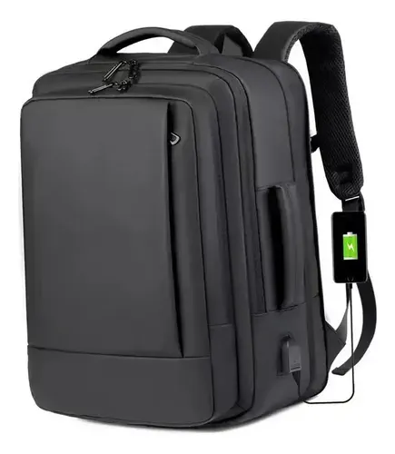 Mochila jiesipote-9242 à Prova D'água Reforçada Expansível Cor Preto