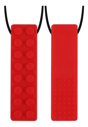 Mordedor Clube de Mães Bloco Silicone Sensorial Vermelho Cerdas Massageadoras