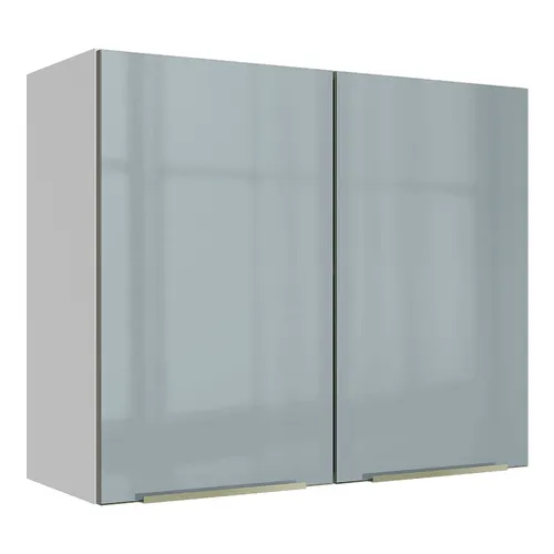 Armário Aéreo Madesa Lux 80 cm 2 Portas Branco/Cinza