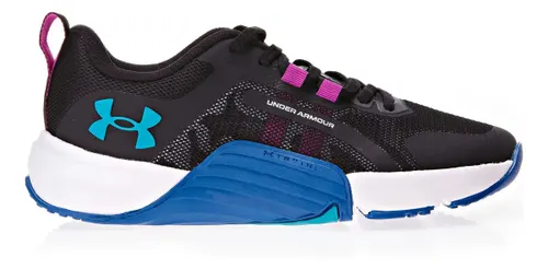 Tênis Esportivo Tribase Reps Under Armour Preto e Turquese Liso 44 Br
